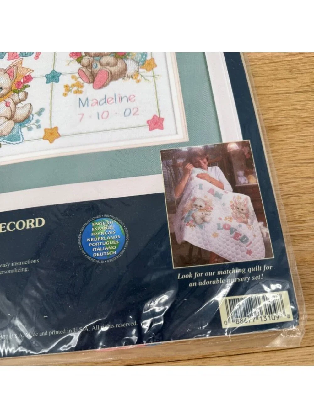 Sunset Stamped Cross Stitch Baby Birth Record Kit 13109 Ruth J Bill D Morehead